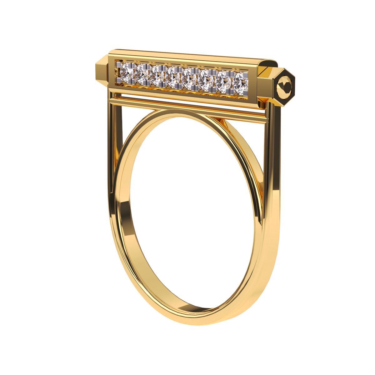 Modern Lab Grown Diamond Bar Engagement Ring
